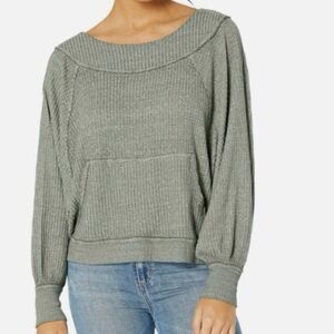 We The Free Westend Oversized Waffle Knit Sweatshirt Top Size Large